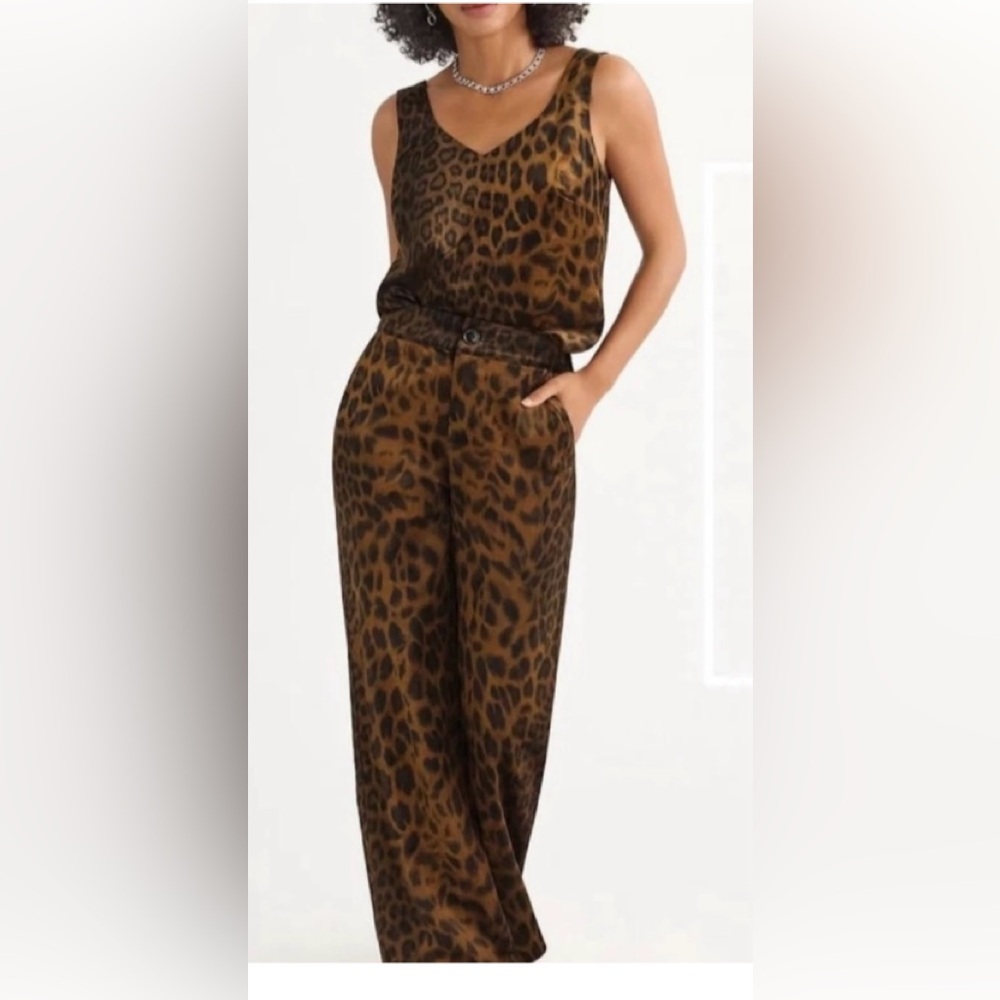 CAbi PARTY Brown Leopard Print Women's Top size Medium